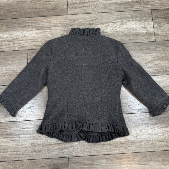 My Best Me Gray Wool Blend Jacket Ruffle Trim Floral Applique Medium - Picture 8 of 9